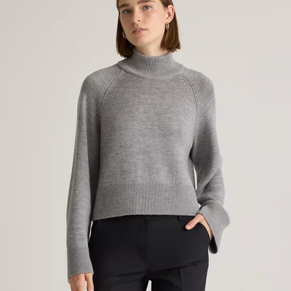 Quince Australian Merino Wool Cropped Mock Neck Sweater - Picture 6 of 6